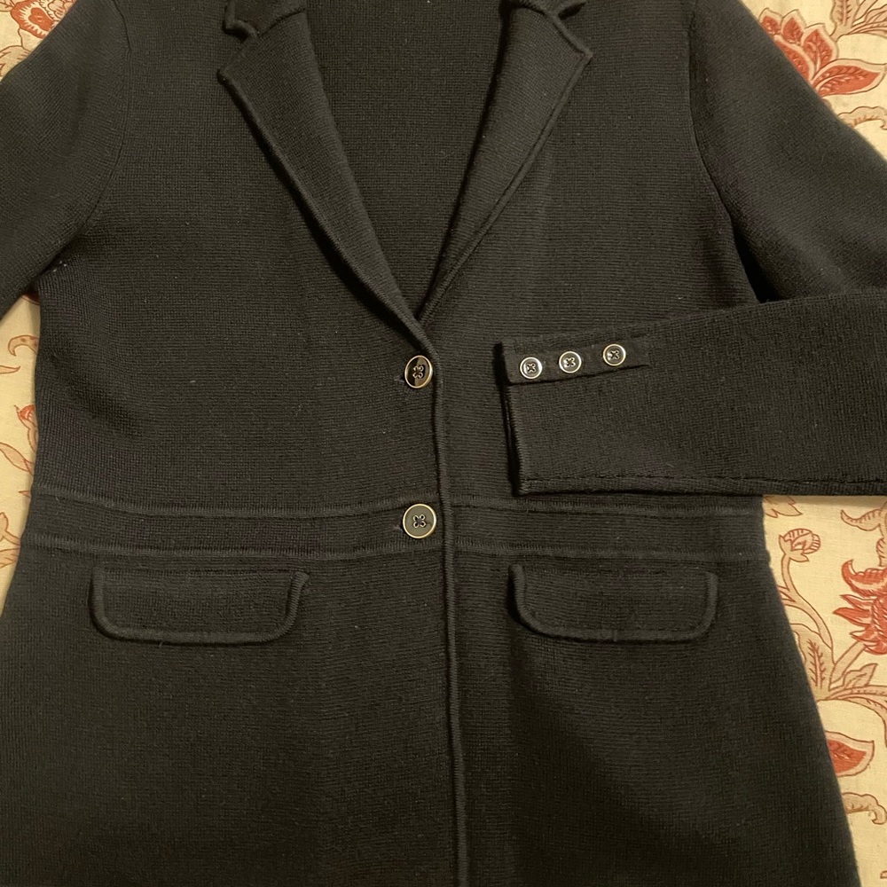 Talbots Black Blazer/Cardigan 100%merino wool!!! Brand new gorgeous and classic